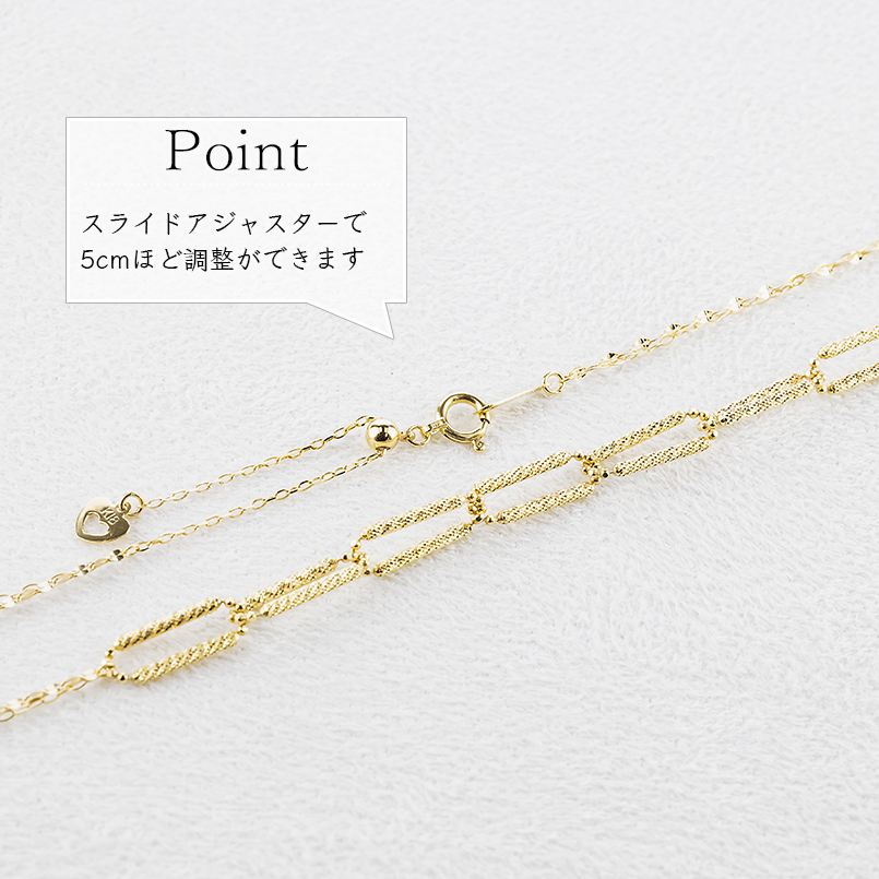 18金 ネックレス チェーンのみ 45cm 2連 スライド式 レディース ゴールド 18k アズキ ペタル クリップチェーン 地金 シンプル あすつく 送料無料 セール saleの画像