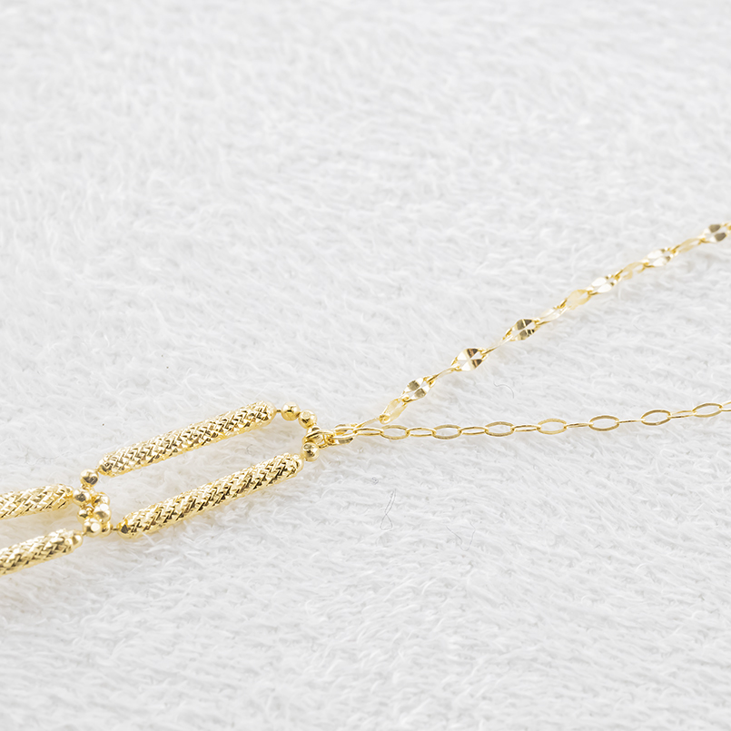 18金 ネックレス チェーンのみ 45cm 2連 スライド式 レディース ゴールド 18k アズキ ペタル クリップチェーン 地金 シンプル あすつく 送料無料 セール saleの画像