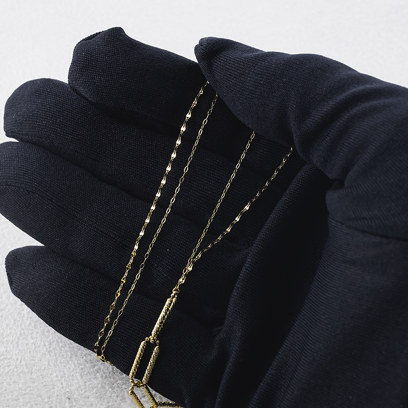 18金 ネックレス チェーンのみ 45cm 2連 スライド式 レディース ゴールド 18k アズキ ペタル クリップチェーン 地金 シンプル あすつく 送料無料 セール saleの画像