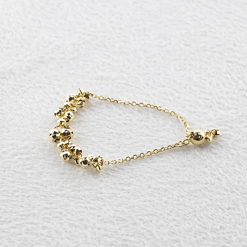 18金 リング フリーサイズ レディース 指輪 チェーンリング スライド式 ミラーカットボール ゴールド 18k ピンキーリング あすつく 送料無料 セール saleの画像
