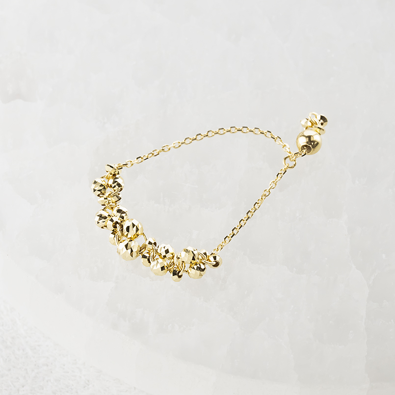 18金 リング フリーサイズ レディース 指輪 チェーンリング スライド式 ミラーカットボール ゴールド 18k ピンキーリング あすつく 送料無料 セール saleの画像