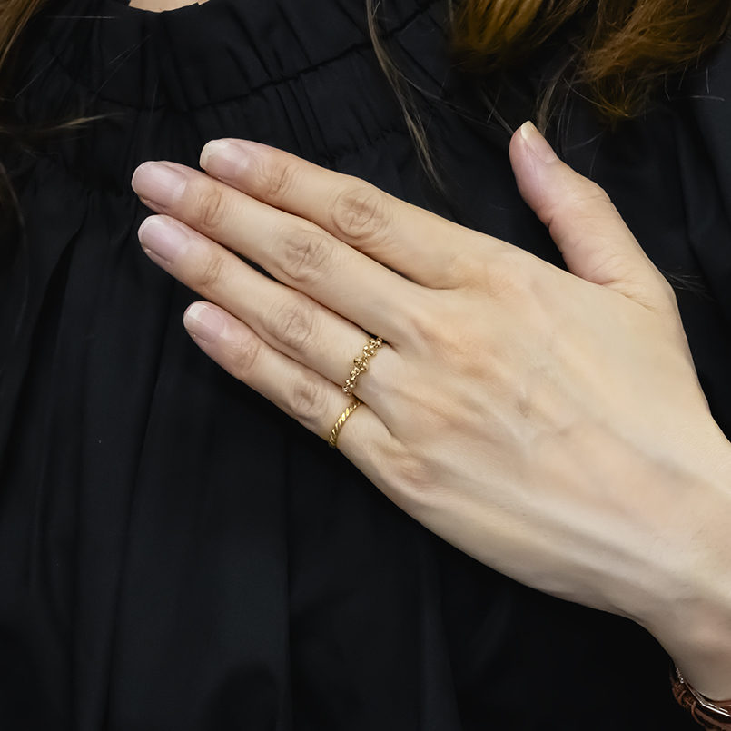 18金 リング フリーサイズ レディース 指輪 チェーンリング スライド式 ミラーカットボール ゴールド 18k ピンキーリング あすつく 送料無料 セール saleの画像