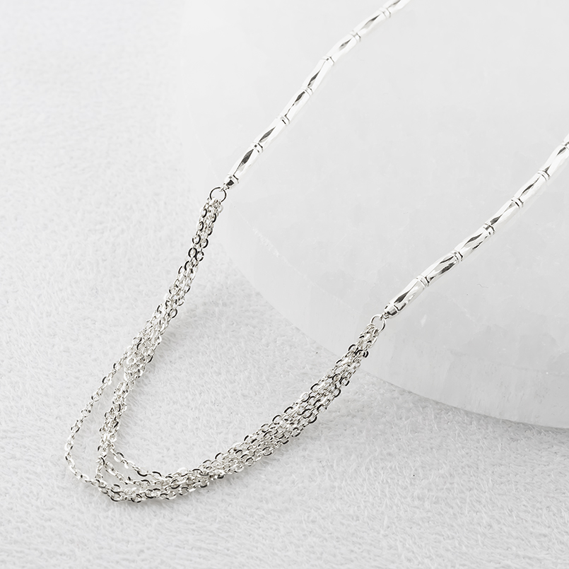 プラチナ ネックレス チェーンのみ 50cm 4連 スライド式 pt850 レディース あずき カットパイプ ロングネックレス おしゃれ 人気 あすつく 送料無料 セール saleの画像