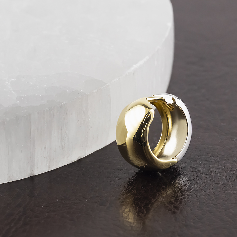 18金 フープピアス 片耳 レディース 中折れ式 幅広 大ぶり コンビ リバーシブル ゴールド 18k ピアス イエロー ホワイト 地金 あすつく 送料無料 セール saleの画像
