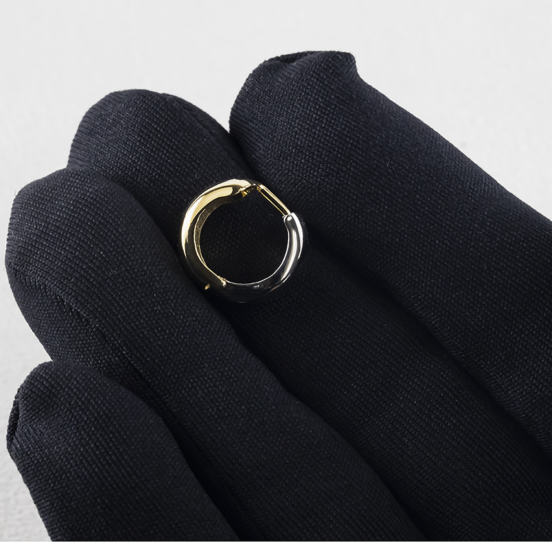 18金 フープピアス 片耳 レディース 中折れ式 幅広 大ぶり コンビ リバーシブル ゴールド 18k ピアス イエロー ホワイト 地金 あすつく 送料無料 セール saleの画像
