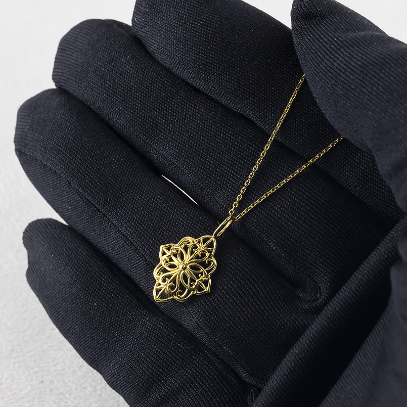 24金 ネックレス トップ 純金 造幣局検定刻印 ペンダントトップ レディース アンティーク調 レース ゴールド 24k 金 地金 あすつく 送料無料 セール saleの画像