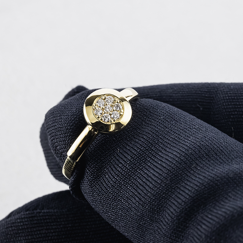 18金 リング ダイヤモンド パヴェ 甲丸 フ...の詳細画像4
