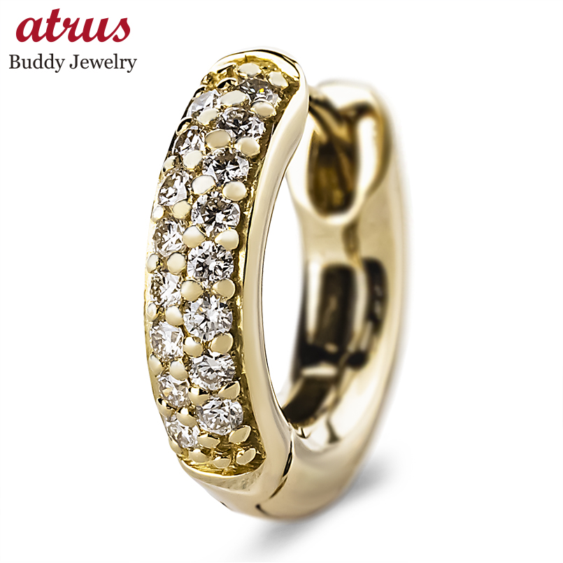 18金 フープピアス ダイヤモンド 0.16ct 片耳 中折れ式 ゴールド 18k ピアス 普段使い イエローゴールドk18 シンプル あすつく 男女兼用 送料無料 セール sale
