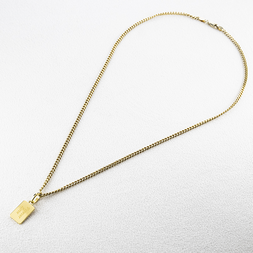 ジュエリー工房アトラス 18金 ネックレス 喜平 トップ プレート 刻印