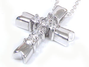 最高級流行 ネックレス メンズ シンプル 人気 プラチナ クロス ダイヤモンド ダイヤ 送料無料 即出荷