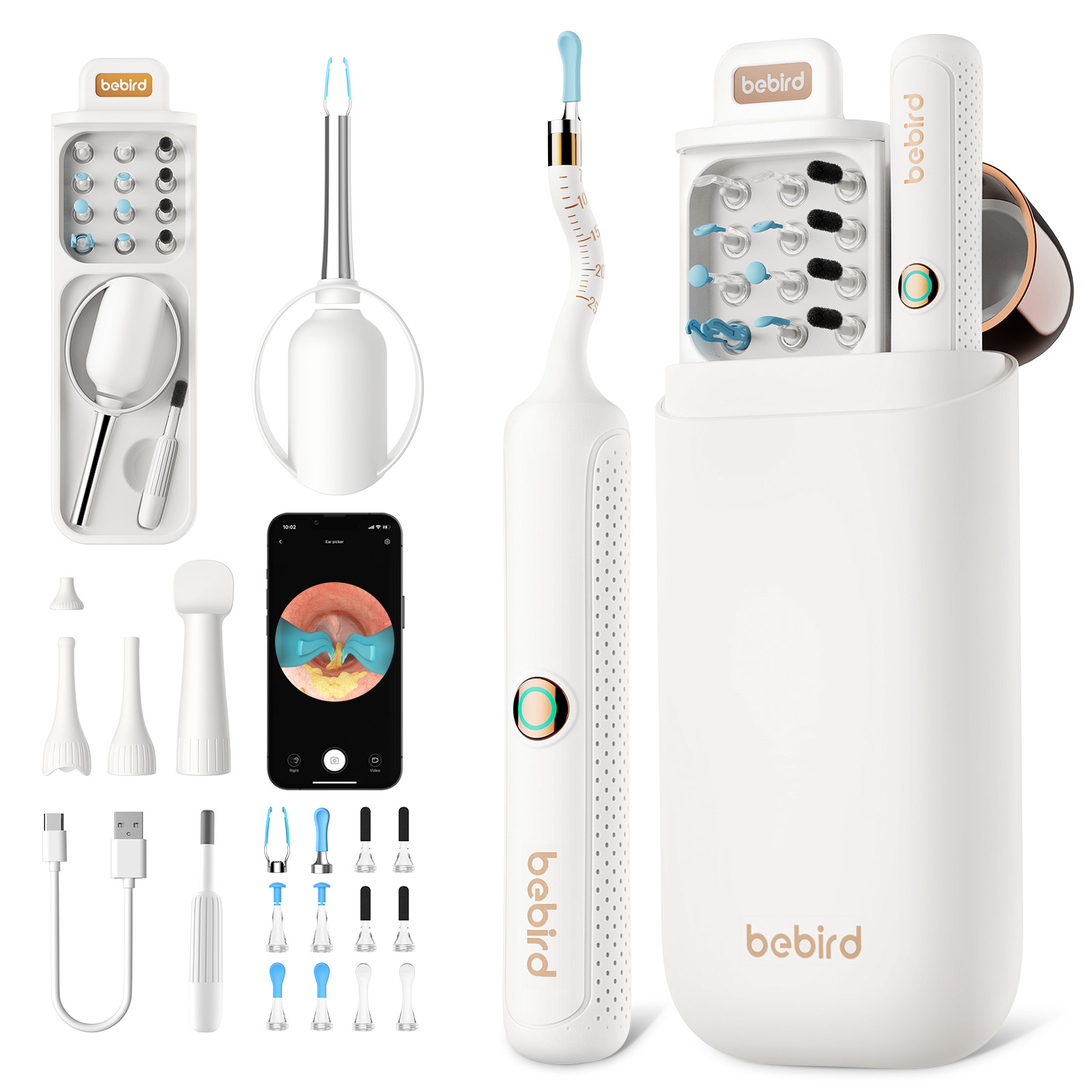 【新品未開封】bebird スマート耳かき Note3 Pro Max ホワイト 耳かき カメラ bebird Note3 Pro ライト 光る ピンセット LED 1000万