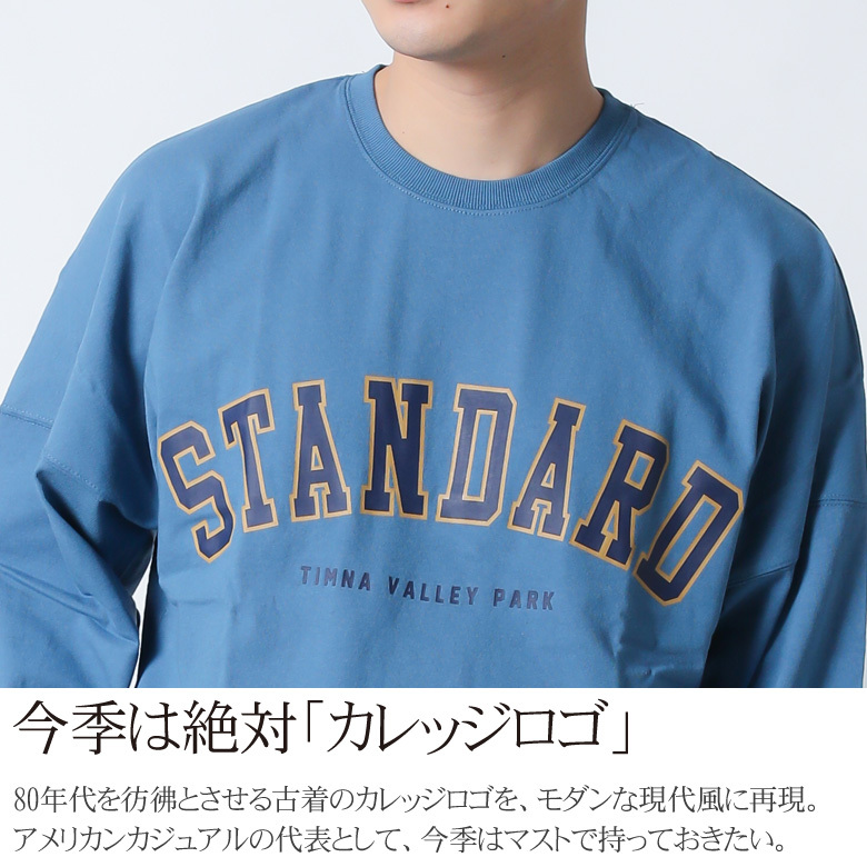 ロンT tシャツ メンズ 長袖 ロングスリーブTシャツ カレッジロゴ