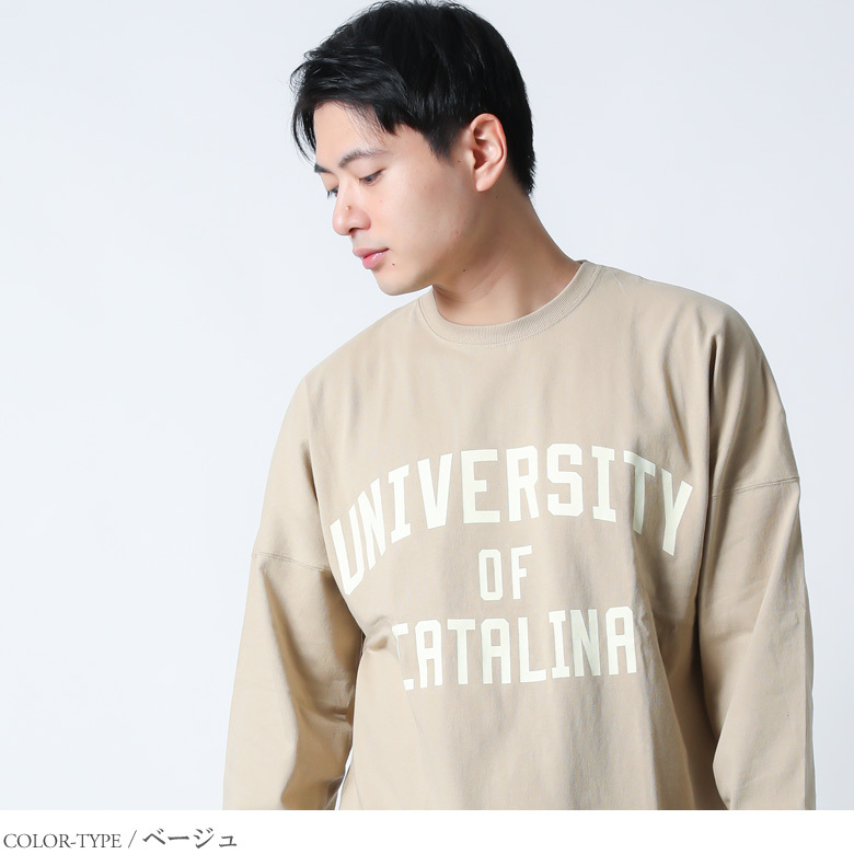 ロンT tシャツ メンズ 長袖 ロングスリーブTシャツ カレッジロゴ バックプリント ティーシャツ クルーネック 丸首 ビッグシルエット オーバー  大きいサイズ :11-70221:Maqua-store - 通販 - Yahoo!ショッピング