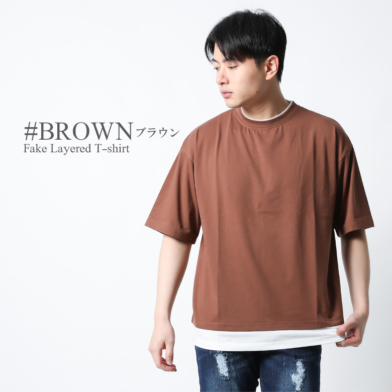 メンズ 重ね着風Tシャツ レイヤード風 ストライプ ルーズ a1304 シャツ レイヤード風シャツ 重ね着風 ベスト メンズ 男性