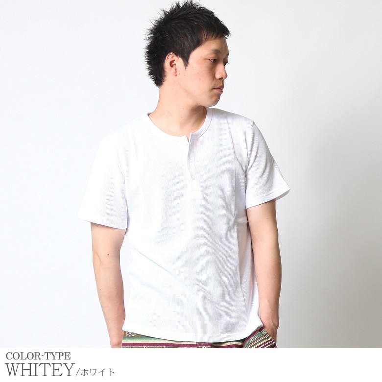 美品 45R 45rpm コットンガーゼ ヘンリーネックTシャツ 半袖 R刺繍 ヘンリーネック Tシャツ メンズ 半袖 サーマルヘンリーネック