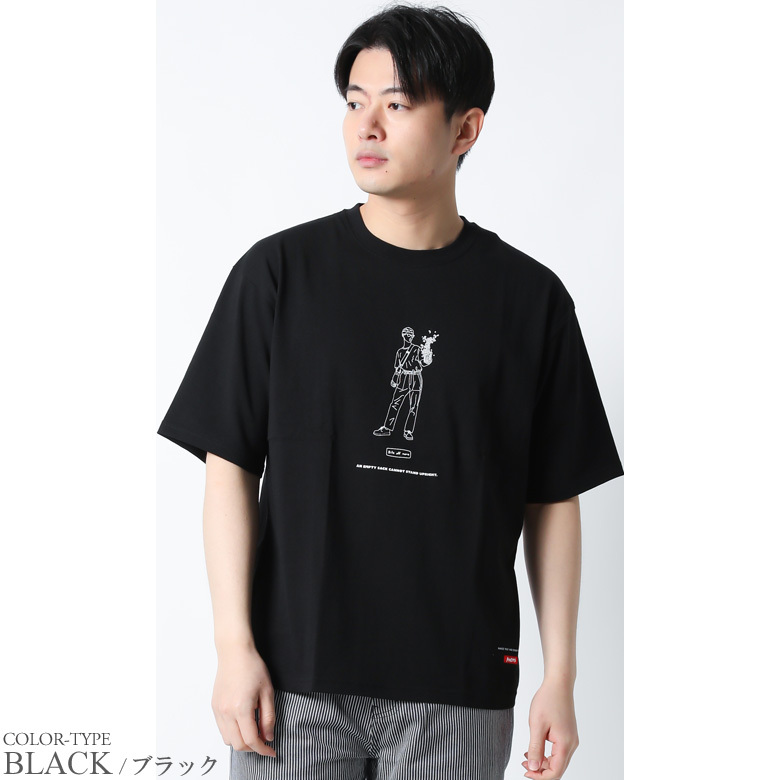 Tシャツ 線デザイン 手書き風 半袖 ティーシャツ クルーネック 丸首 綿100% トップス カットソー メンズ ブランド ゆったりシルエット  ワンポイント シンプル