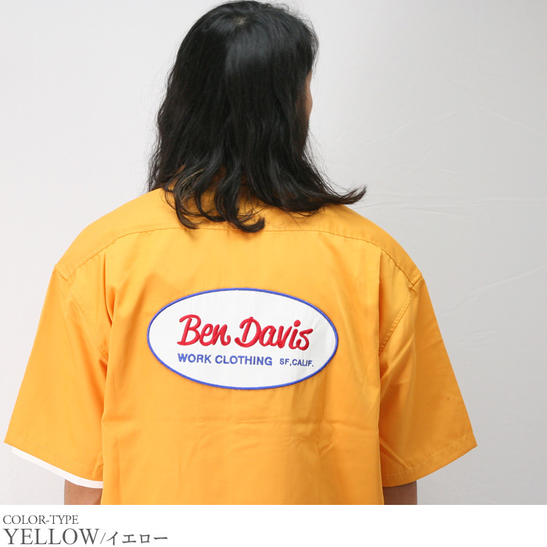 BEN DAVIS シャツ ワークシャツ 半袖 刺繍 ワッペン ビッグ ワイドシルエット オーバーサ...