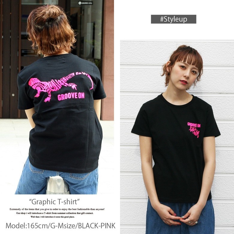 grove 半袖Tシャツ ホワイト ブラック Tシャツ レディース 半袖 ティーシャツ TEE グルーブオン 黒