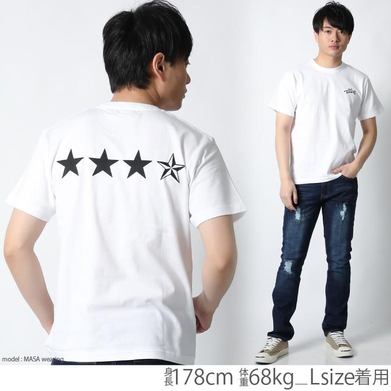 Tシャツ メンズ ブランド 大きいサイズ 星 バックプリント 半袖 かっこいい おしゃれ ストリート アメカジ カジュアル 黒 白 XL XXL ロゴ メンズ夏物｜attention-store｜02