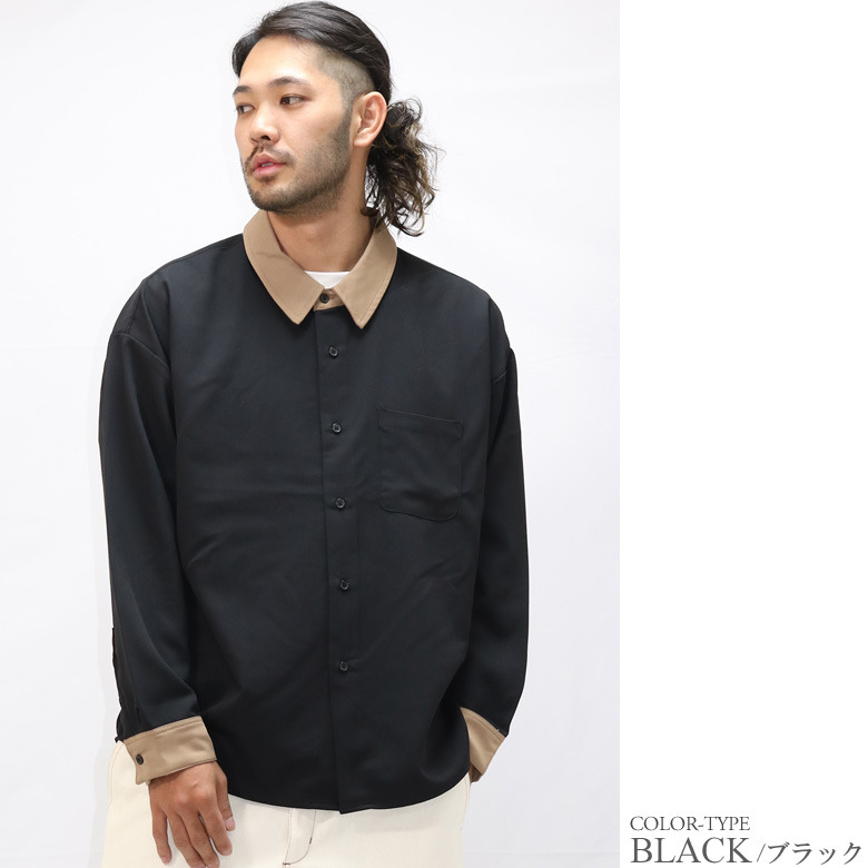 【同梱不可】 メンズ 長袖シャツ クレリックシャツ ストレッチ カジュアルツ 服&ファッション小物