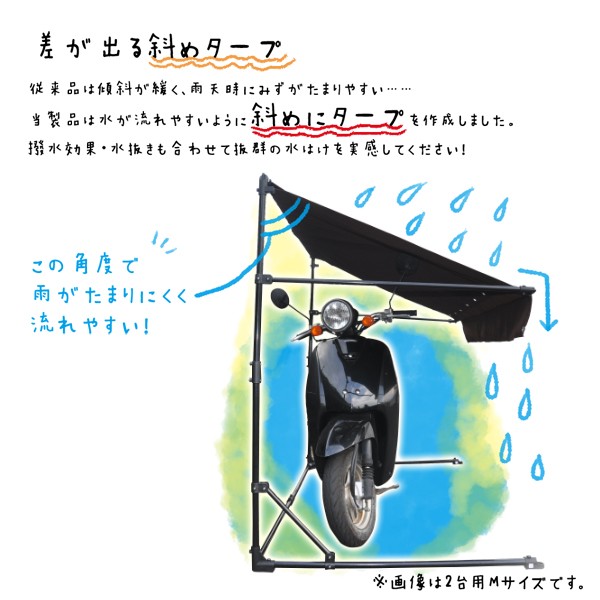 サイクルガレージ 2台 サイクルハウス 自転車置き場 屋根 雨よけ サイクルタープ バイク 日除け サイクルポート 物置き 2台用 バイク置き場 :  a000000116778 : attention - 通販 - Yahoo!ショッピング