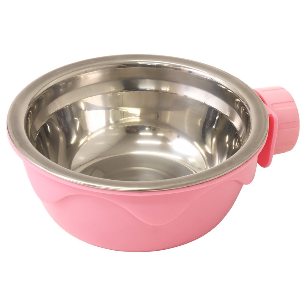フードボール ピンク2つ 食器 えさ入れ 水入れ 固定式 2個 くすみカラー