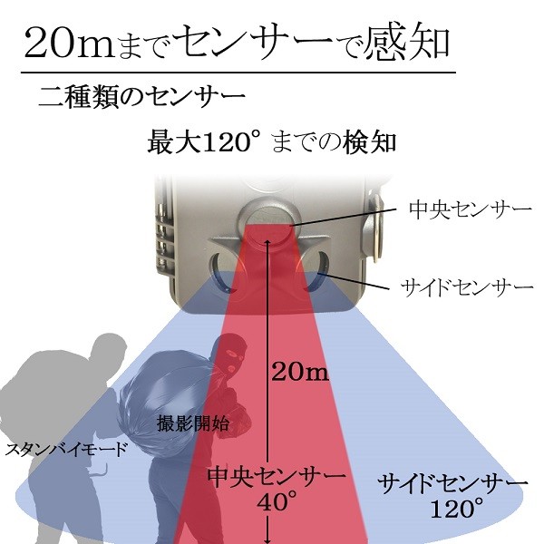 トレイルカメラ 人感センサー 動物 防犯カメラ 家庭用 屋外 防水 SD