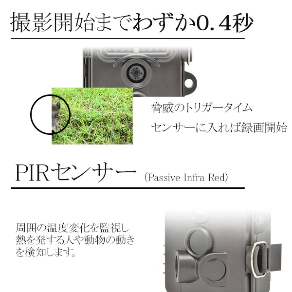 トレイルカメラ 人感センサー 動物 防犯カメラ 家庭用 屋外 防水 SD