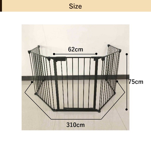ペットゲート ベビーゲート ドア付き 折りたたみ 5面 置くだけ 自立 おくだけ ハースゲート ストーブガード ドッグ 犬 犬用 ペット ゲート  ペット用