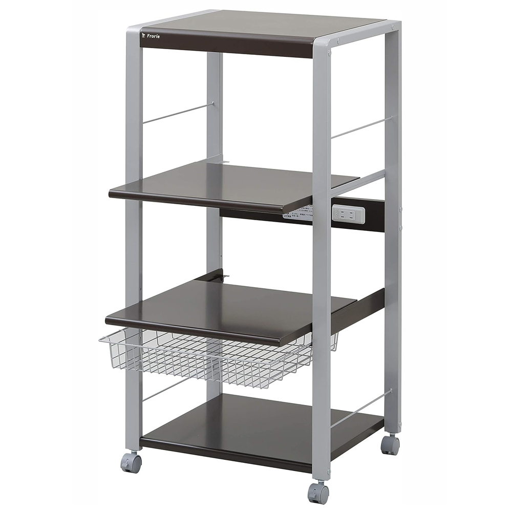 レンジ台 4段 日本製 スリム コンセント ロータイプ 幅57 奥行45