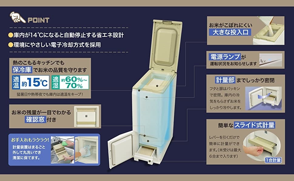 保冷米びつ 31kg エムケー精工 HK-331W 米びつ 冷蔵庫 保冷庫 保冷 クールエース 保存 冷蔵 計量 米櫃 こめびつ お米  ライスストッカー : at-131637 : attention - 通販 - Yahoo!ショッピング