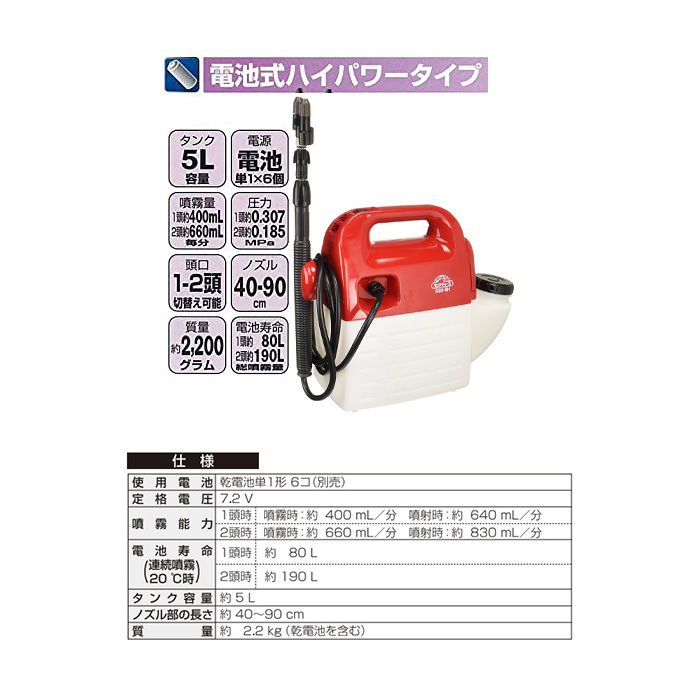 噴霧器 電動 電池式 5L 肩掛け 電動噴霧器 ハイパワー電池式噴霧器 ノズル 小型 ノズル ポータブル 霧吹き 散布器 ガーデニング SSD-5H  : at-131643 : attention - 通販 - Yahoo!ショッピング