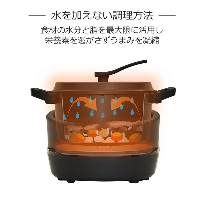 エムケー精工 水無し電気鍋 コツイラズ TK-M020K エムケー精工 電気鍋 4人用 おしゃれ 両手鍋 水無し電気鍋 TK-M020K