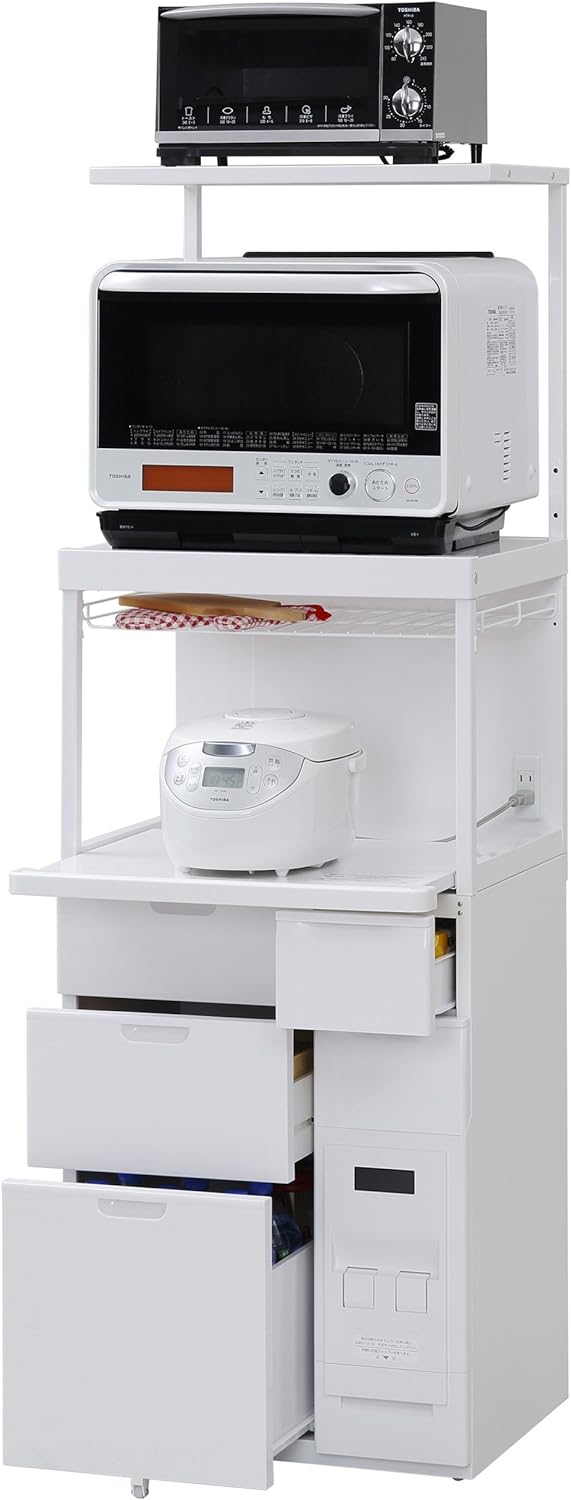 【引渡し先決定】【美品】エムケー精工　レンジ台 計量米びつ(米容量12kg)付 ホワイト SKU-311W Amazon｜[エムケー精工] レンジ台 (米びつ) 米容量12kg (幅48cm