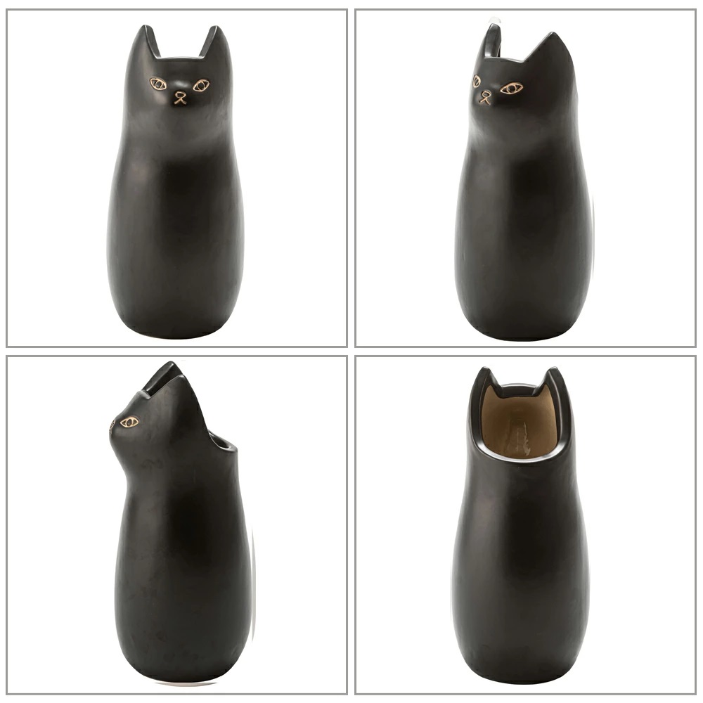 猫型陶器傘立て 東谷 傘立て おしゃれ 陶器 スリム かさたて 玄関 かわいい 猫