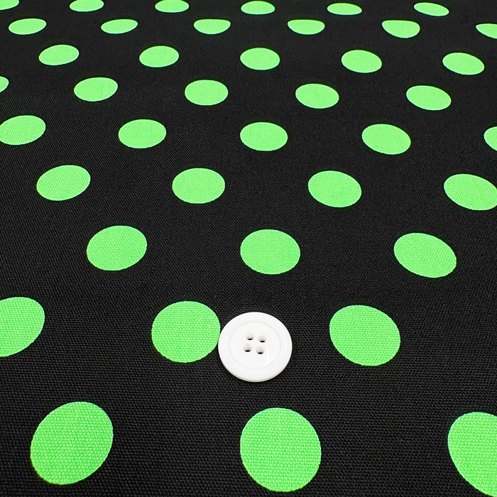 ブラックネオンカラーオックス生地/水玉ドット柄の生地/ネオンカラー