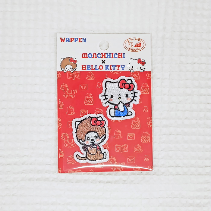 アメフト世界大会バージョンキティ ワッペン【モンチッチ×ハローキティ】モンチッチとキティちゃん