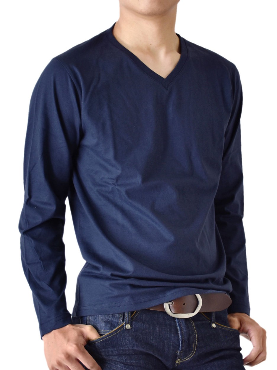 ストレッチ Tシャツ 無地 長袖 Tシャツ ロンT ロングT Tシャツ クルーネック 綿 コットン Vネック メンズ 送料無料 父の日 通販M《M1.5》｜atto-select｜10