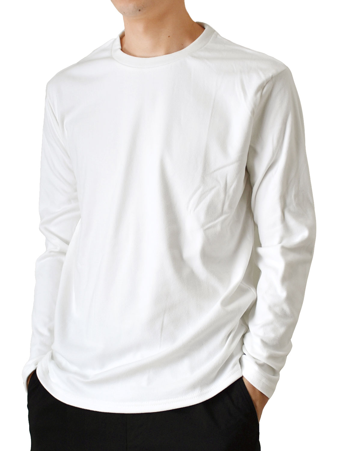 あったか裏起毛 フリース Tシャツ 長袖 メンズ ストレッチ 防寒 選べる