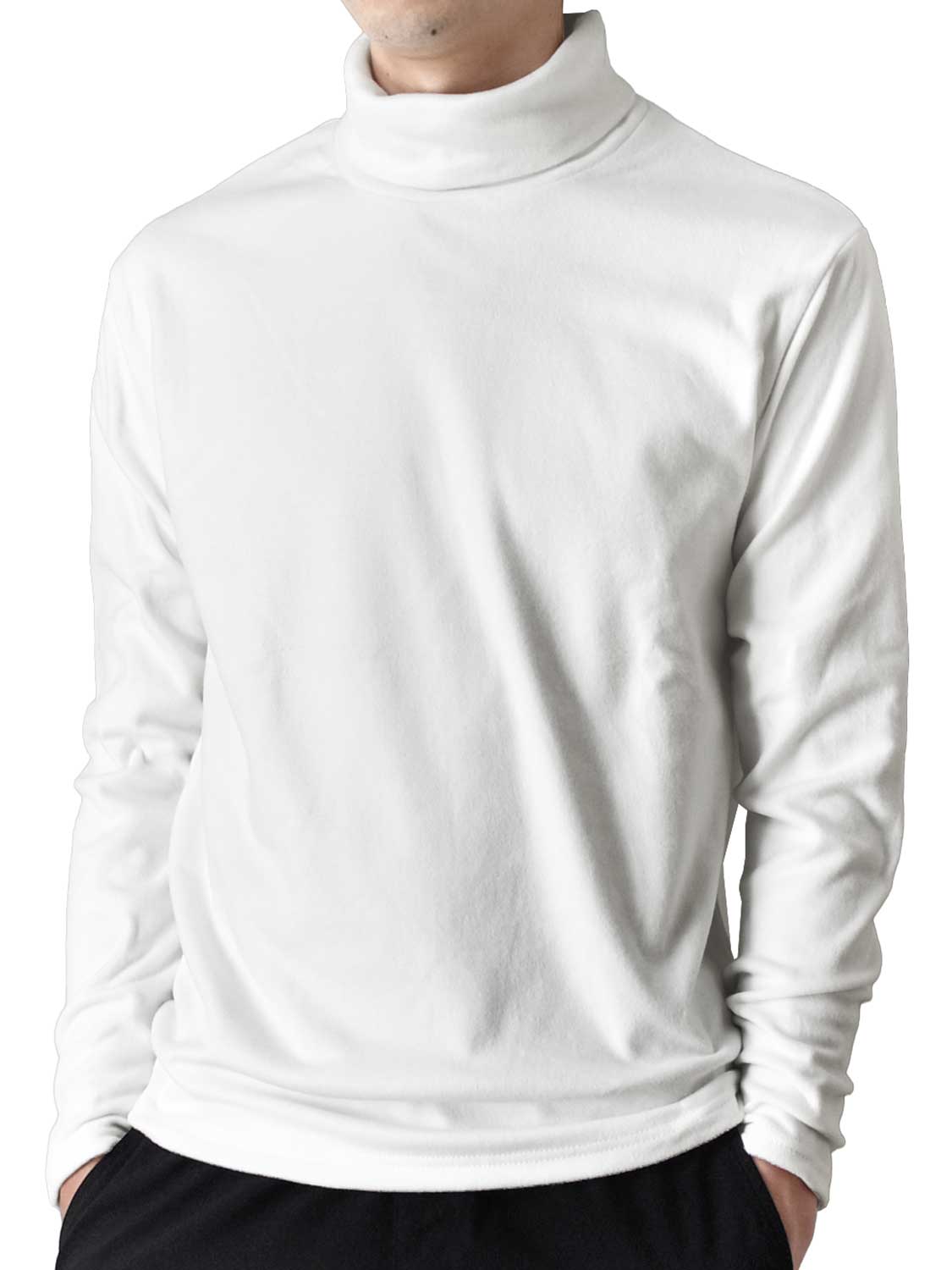 あったか裏起毛 フリース 長袖Tシャツ メンズ ストレッチ