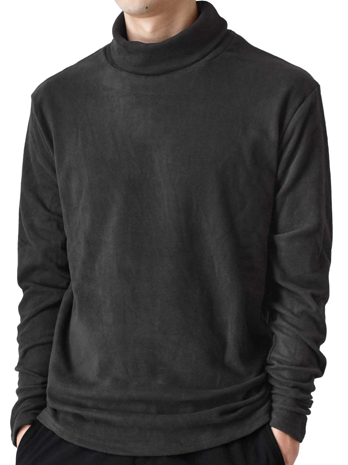 あったか裏起毛 フリース 長袖Tシャツ メンズ ストレッチ