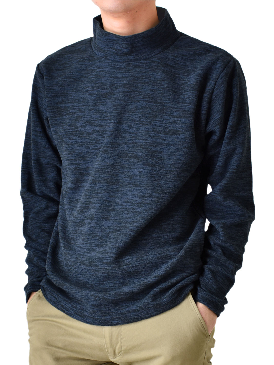 フリースカットソー フリース モックネック 長袖Tシャツ ハイネック