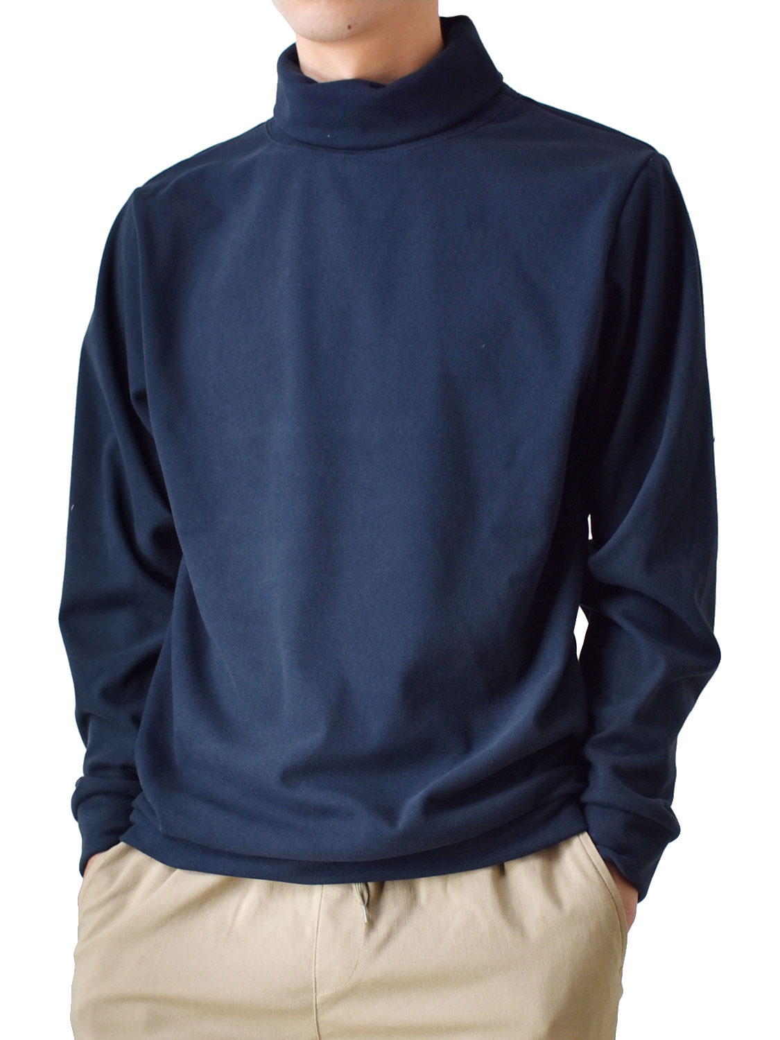 フリース メンズ カットソー Tシャツ 長袖 ロンT 両面起毛 起毛 裏起毛