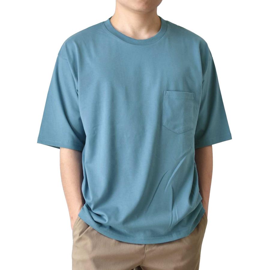 Tシャツ 接触冷感 クール 半袖 メンズ ストレッチ ワイドシルエット ポケット付き 5分袖 ビッグシルエット 送料無料 通販M《M1.5》｜atto-select｜06