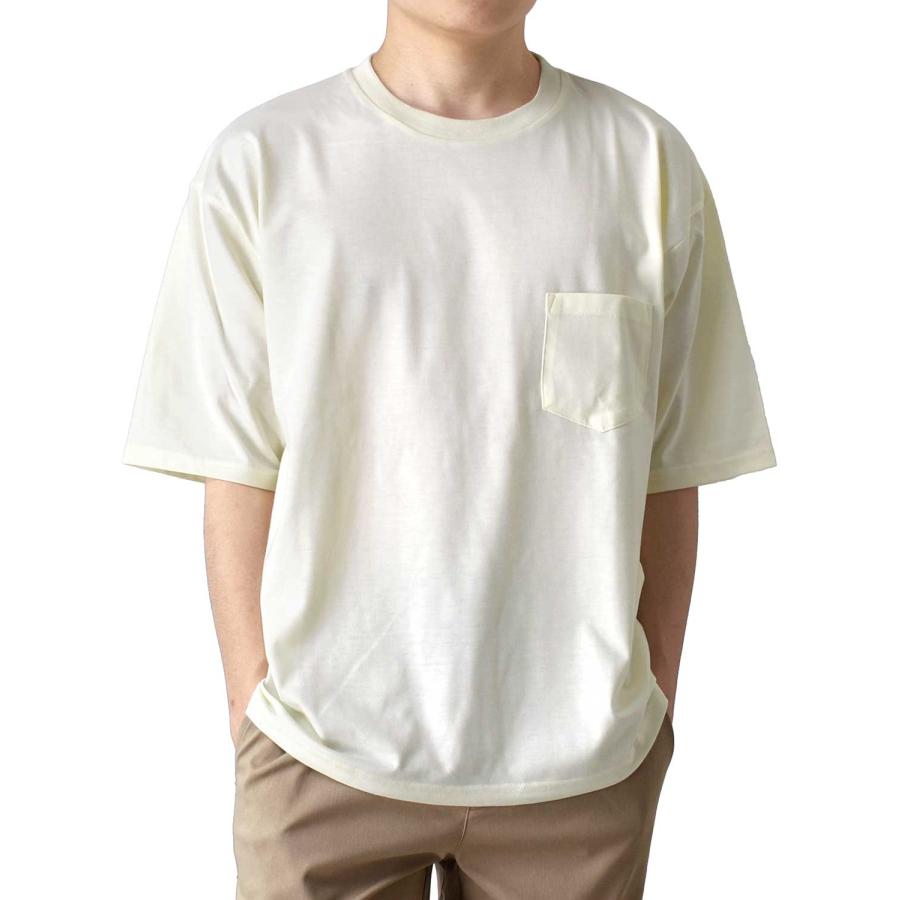 Tシャツ 接触冷感 クール 半袖 メンズ ストレッチ ワイドシルエット ポケット付き 5分袖 ビッグシルエット 送料無料 通販M《M1.5》｜atto-select｜02