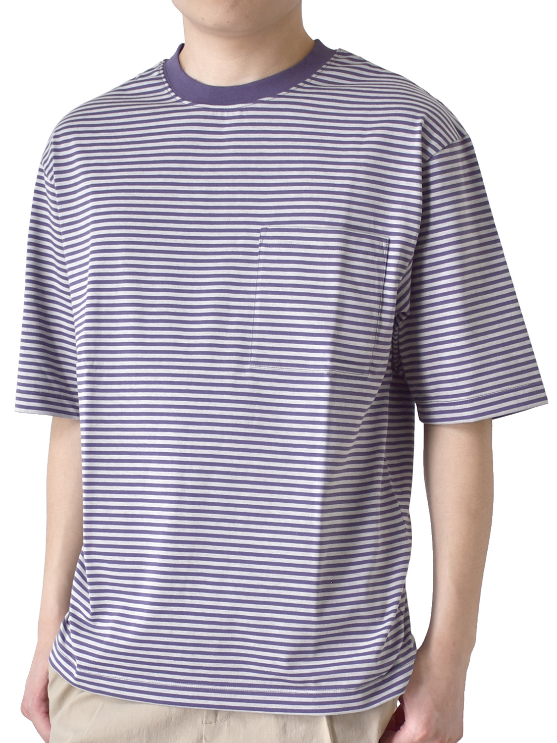 ☆★VIP価格★☆『Barrow』ボーダーコットンTシャツ 五分袖 Tシャツ コットン オーバーサイズ ボーダー メンズ