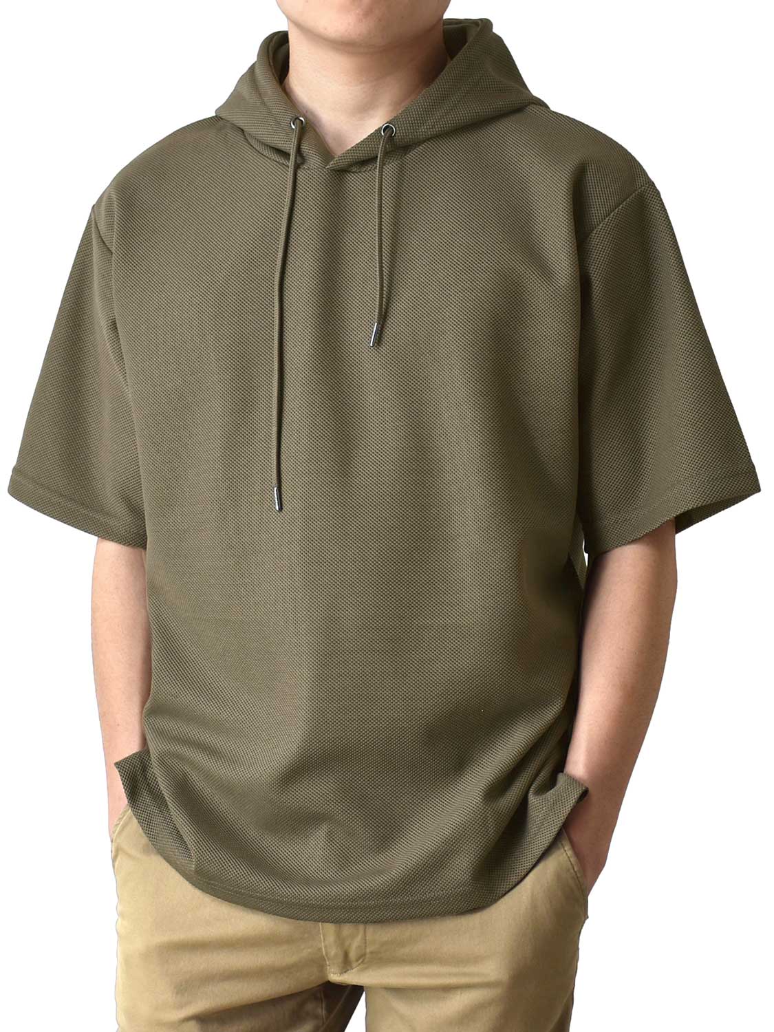 半袖 パーカー 薄手 接触冷感 メンズ ドライ ストレッチ クール カノコ