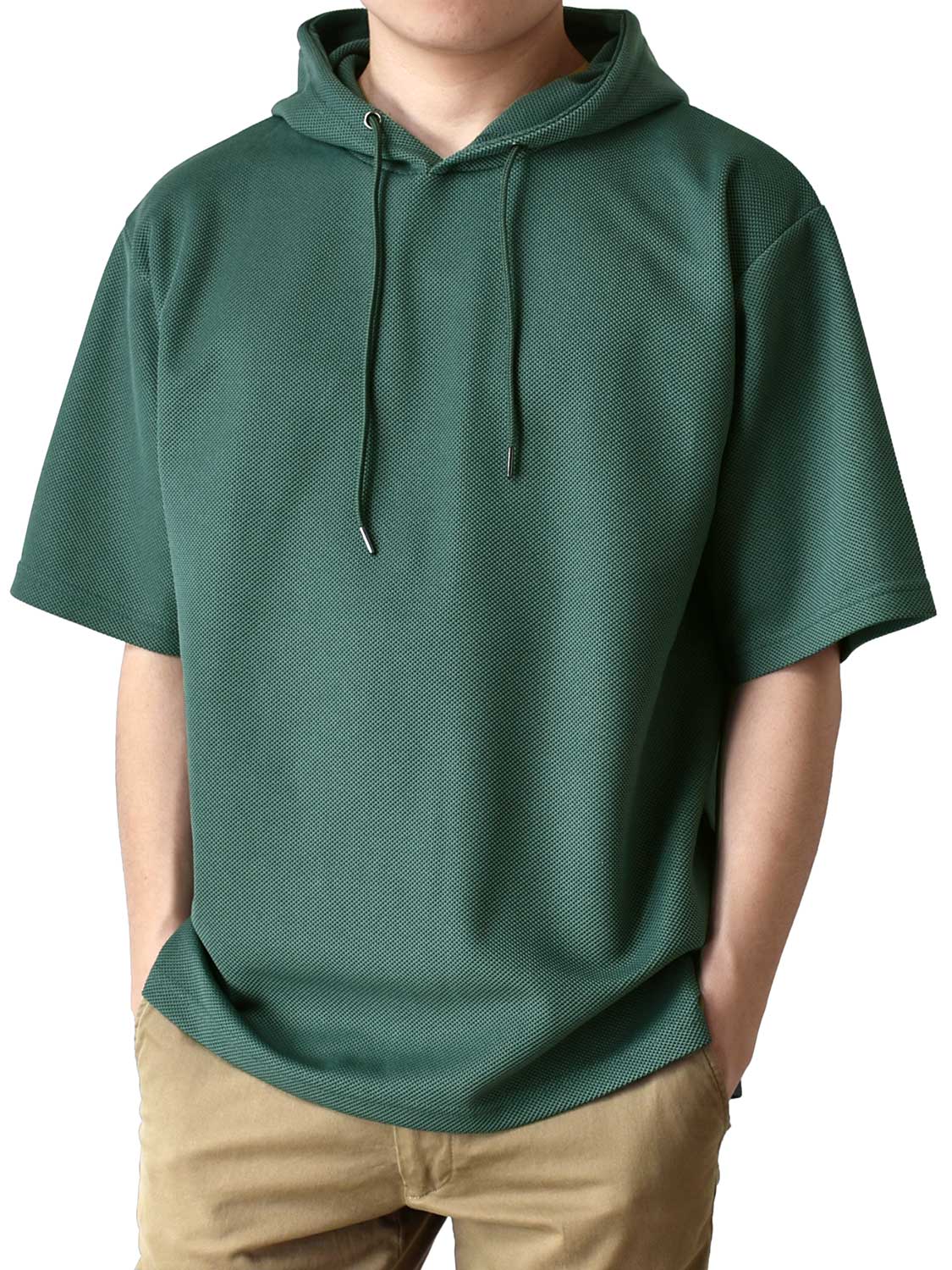 半袖 パーカー 薄手 接触冷感 メンズ ドライ ストレッチ クール カノコ