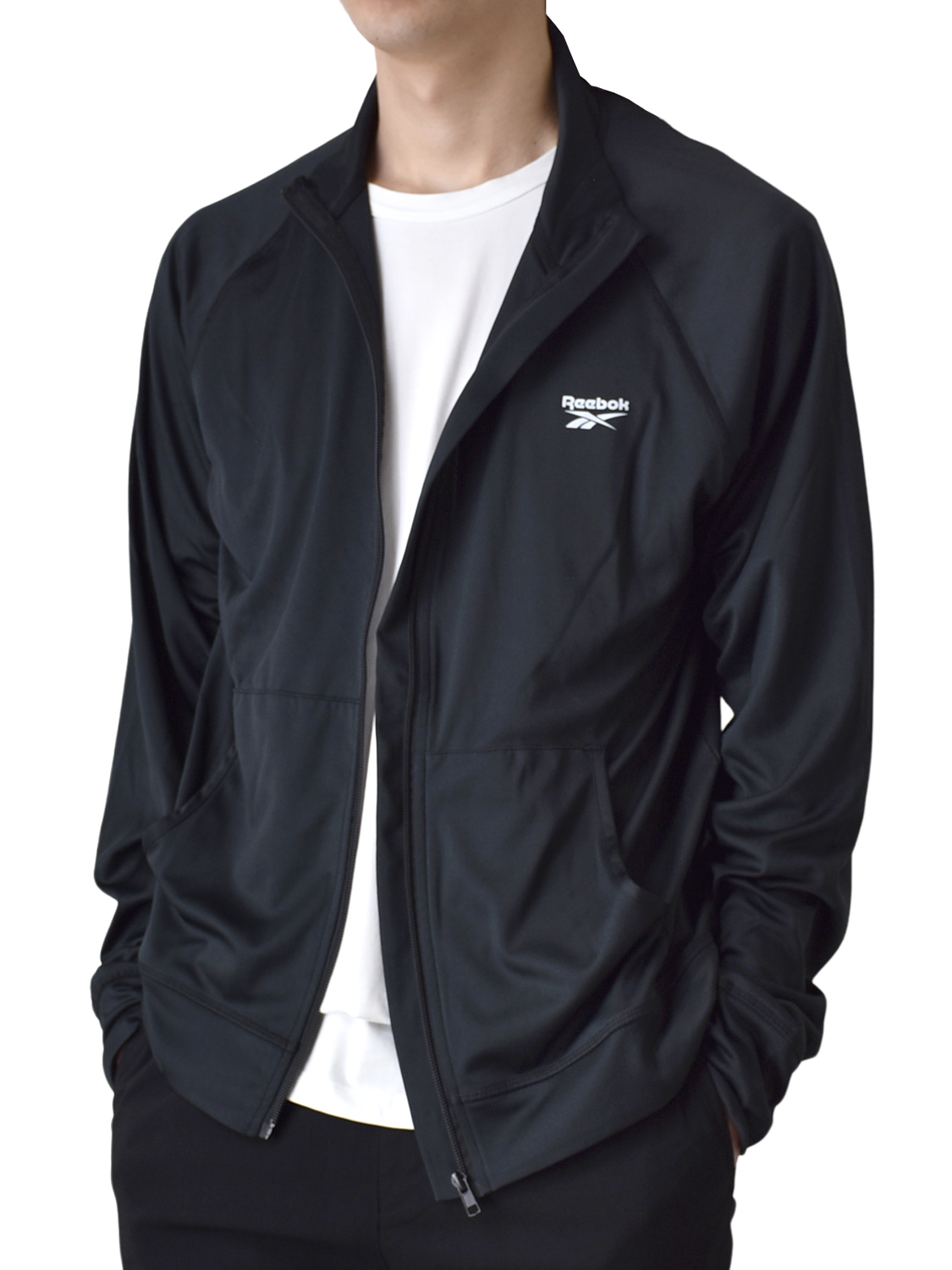 CLEAN CLASS ブラック フルジップ ジャケット UVカット 撥水加工 Reebok（リーボック） ラッシュガード メンズ UVカット 水陸両用