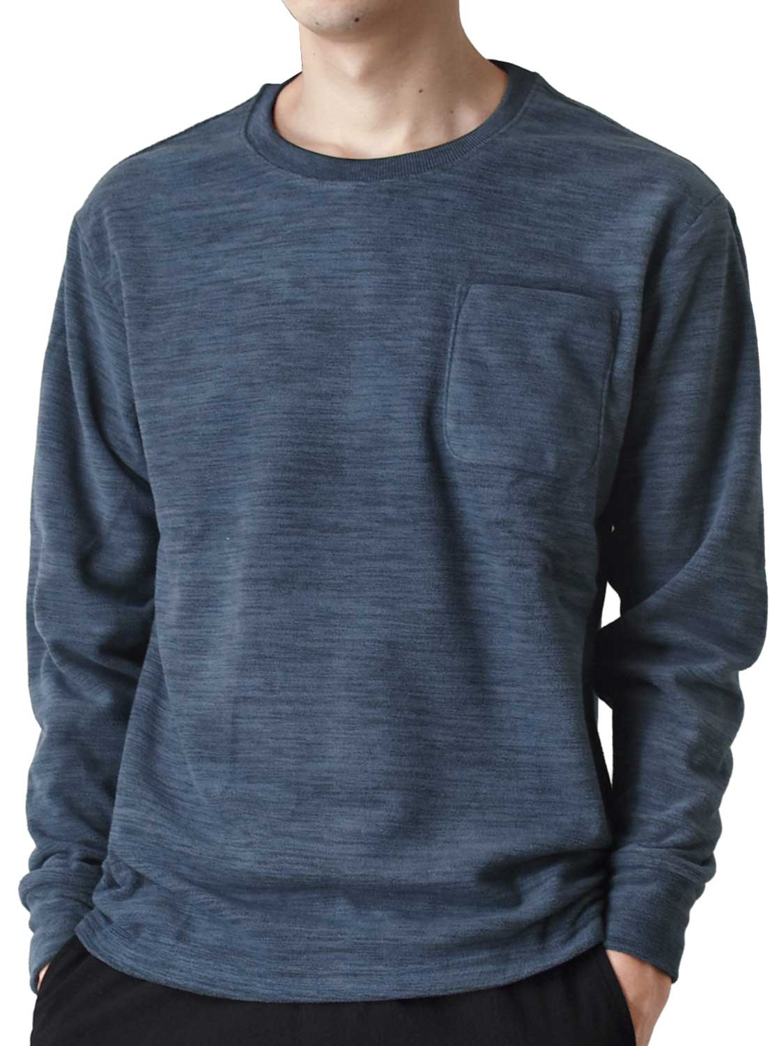 ホカロン 裏起毛 フリース 長袖Tシャツ メンズ あったか ストレッチ